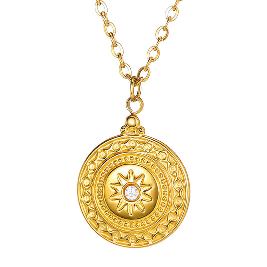 Sun Necklace, 18K Gold Plated Steel – Luxoroia Dainty Waterproof Gold-Plated Jewelry