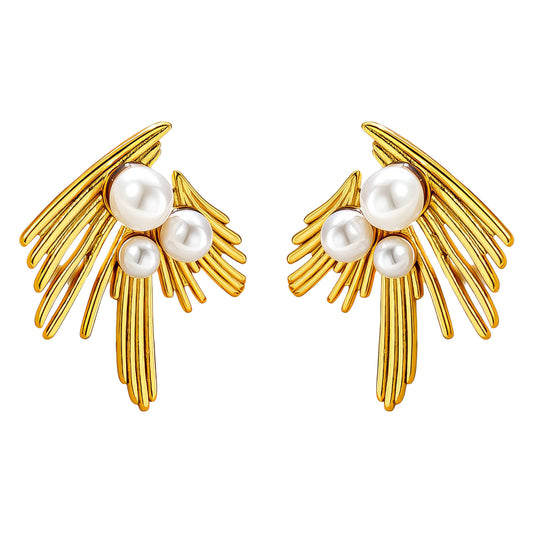 Earrings, 18K Gold Plated Steel