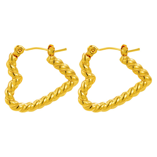 Hearts Earrings, 18K Gold Plated Steel