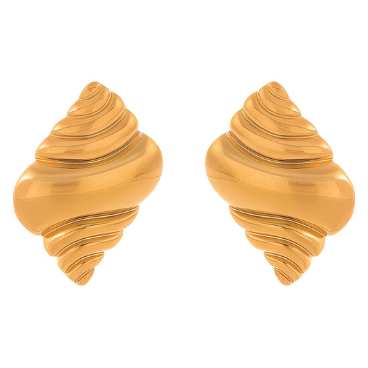 Earrings, 18K Gold Plated Steel