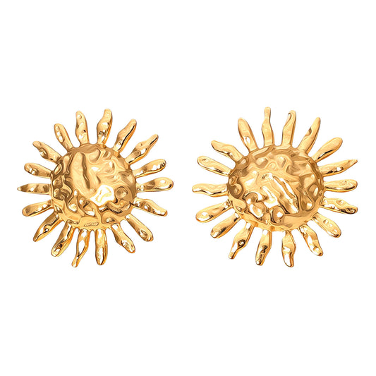 sunflower Earrings, 18K Gold Plated Steel
