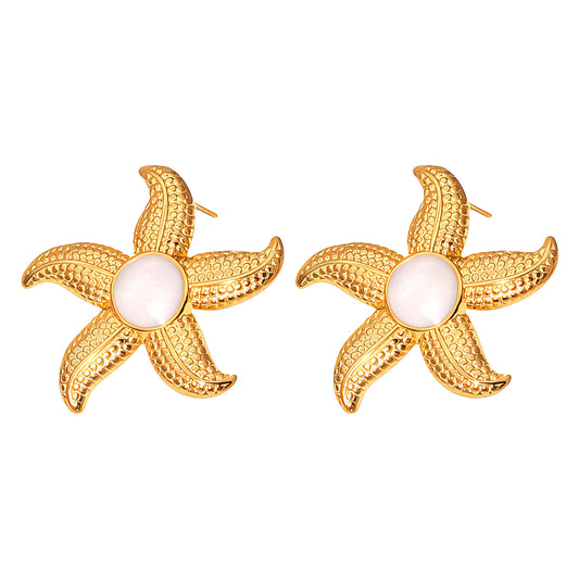 Stars Earrings, 18K Gold Plated Steel