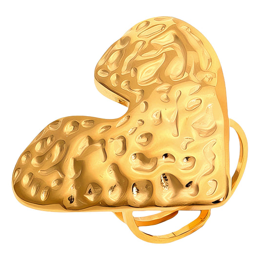 Heart Ring, 18K Gold Plated Steel
