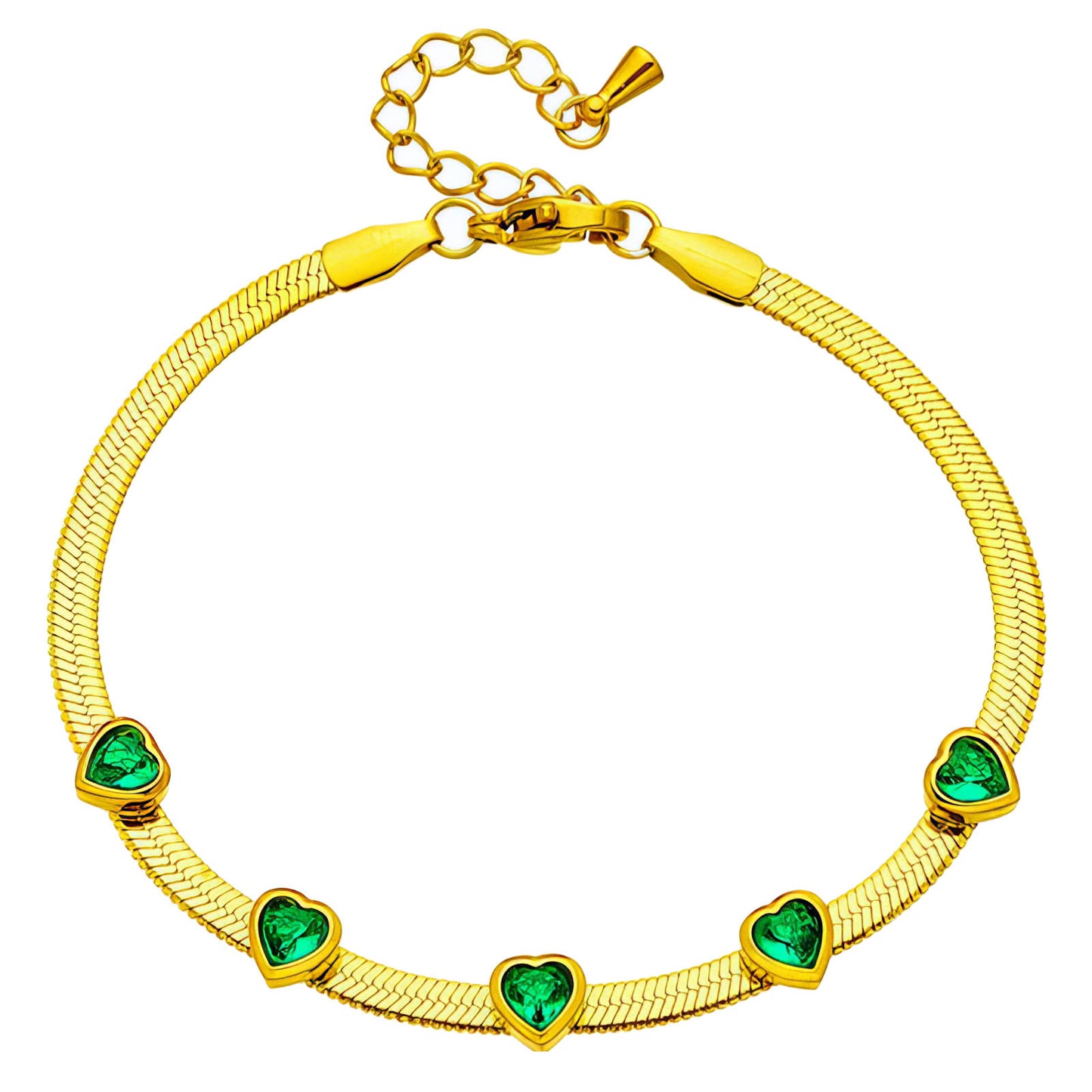 Hearts Bracelet, 18K Gold Plated Steel