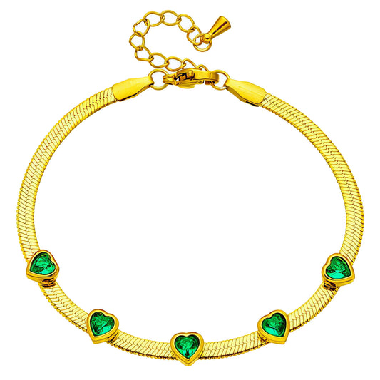 Hearts Bracelet, 18K Gold Plated Steel