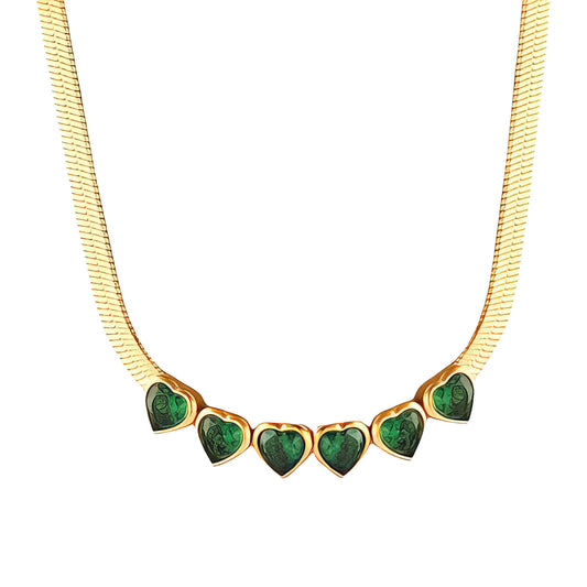 Hearts Necklace, 18K Gold Plated Steel