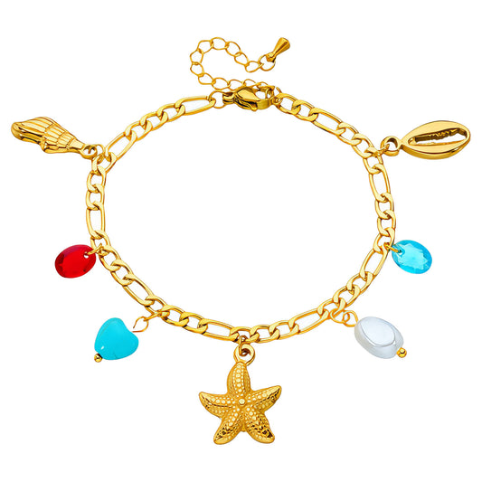 Starfish Bracelet, 18K Gold Plated Steel