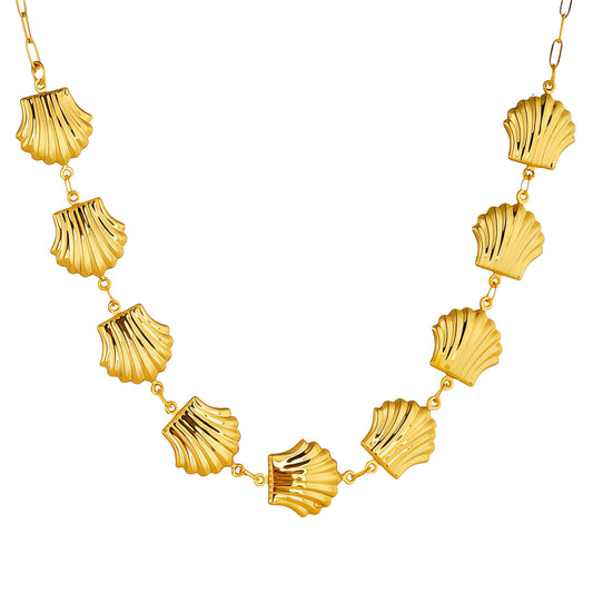 Seashells Necklace, 18K Gold Plated Steel