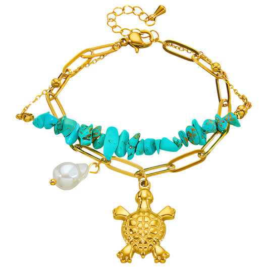 Turtle Bracelet, 18K Gold Plated Steel