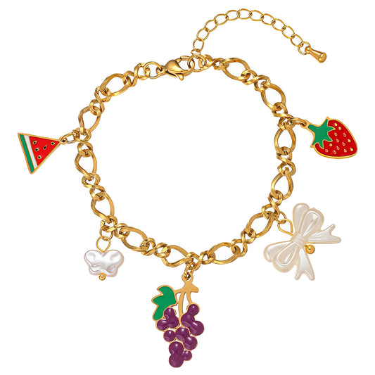 Grape Bracelet, 18K Gold Plated Steel