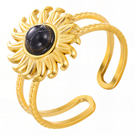 Sun Ring, 18K Gold Plated Steel