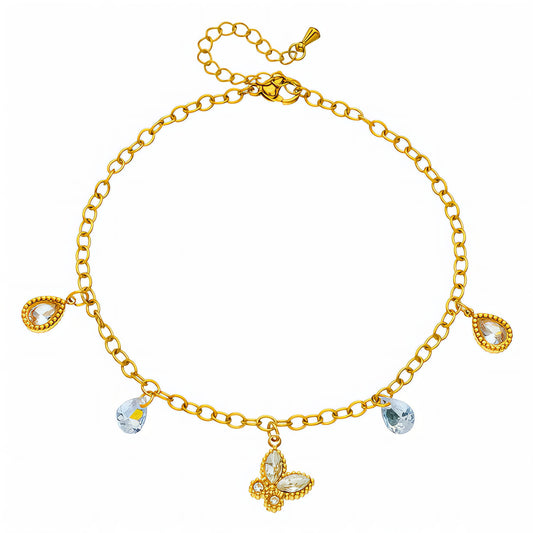 Butterfly Bracelet, 18K Gold Plated Steel