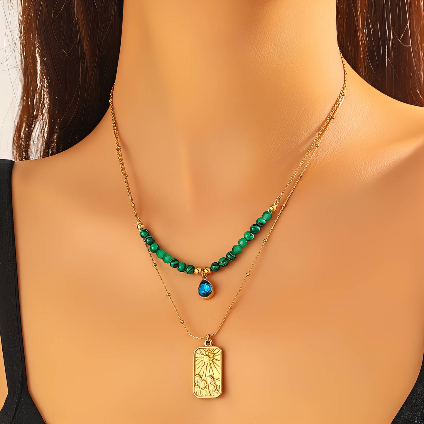Sun Necklace, 18K Gold Plated Steel