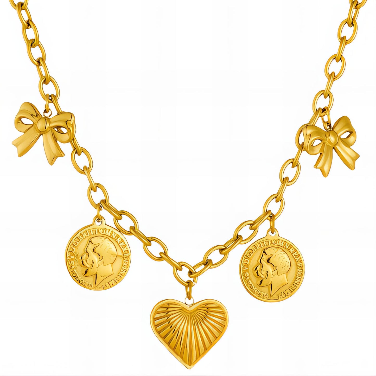 Heart Necklace, 18K Gold Plated Steel