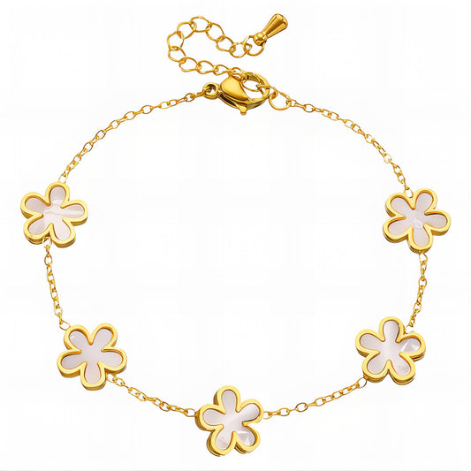 Flower Meadow Bracelet, 18K Gold Plated Steel
