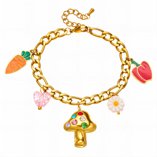 Bracelet, 18K Gold Plated Steel
