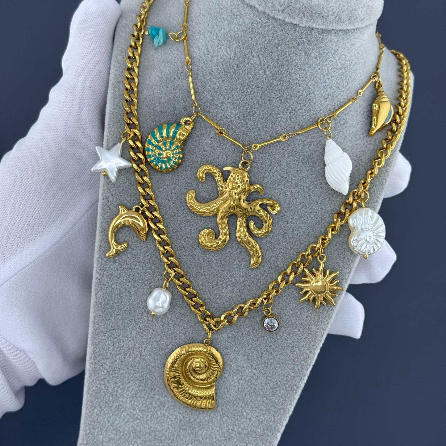 Necklace, 18K Gold Plated Steel